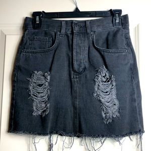 Black Ripped Jean Forever 21 skirt